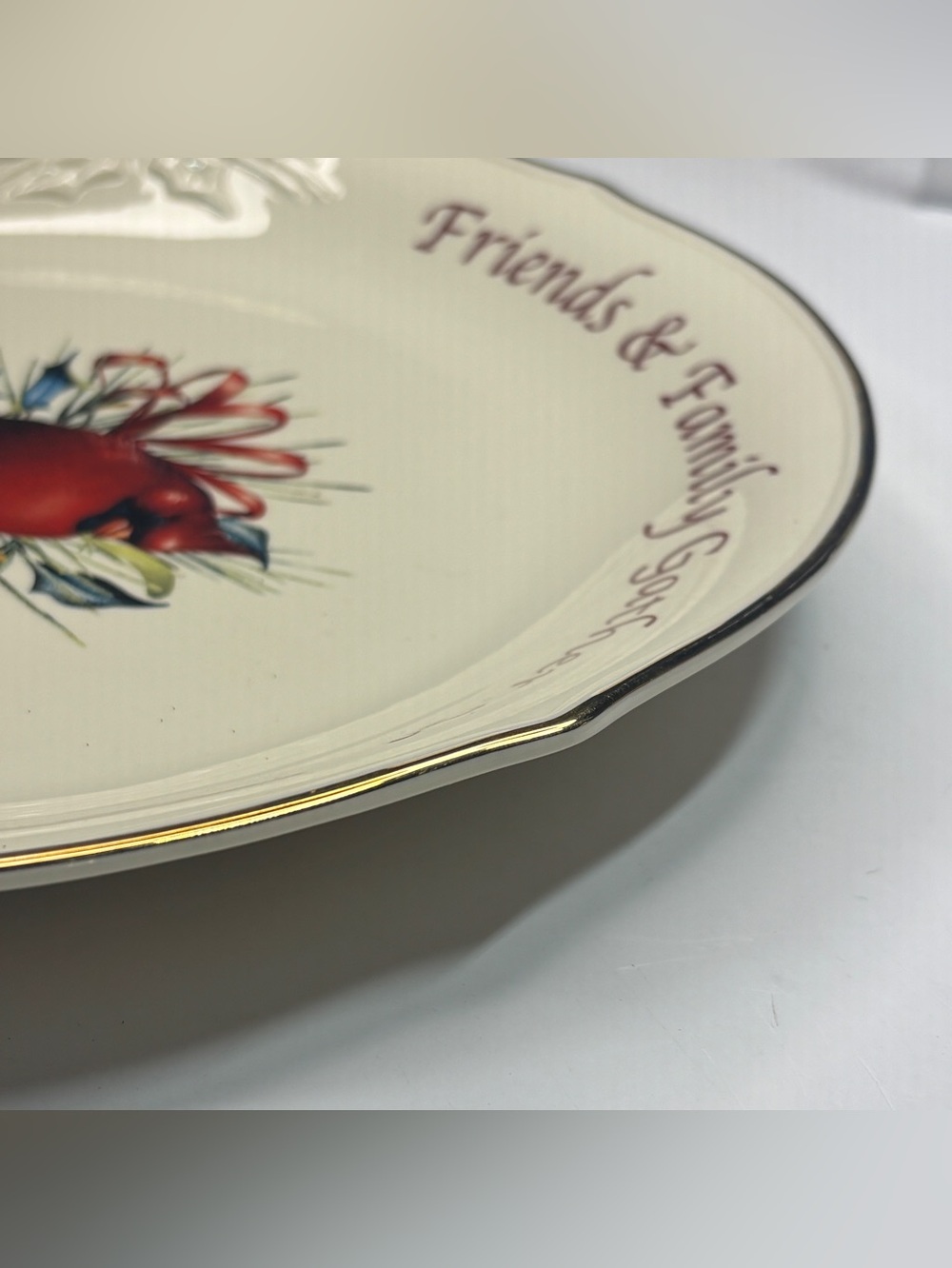 LENOX WINTER GREETINGS 12" Dessert Platter HOLLY Cardinal’s - Picture 7 of 9
